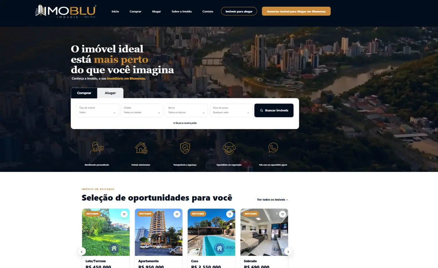 Site da IMOBLU Imóveis